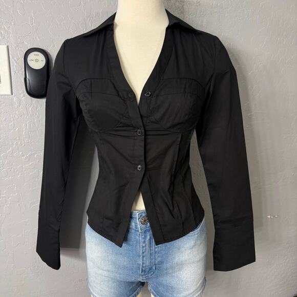 Princess Polly Tops - Princess Polly Zifra Shirt, Black, 2